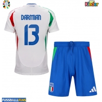 Italien Matteo Darmian #13 Auswärts Trikotsatz Kinder EM 2024 Kurzarm (+ Kurze Hosen)